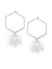 Hexagon Tropical Floral Hoops In White - ChicMela