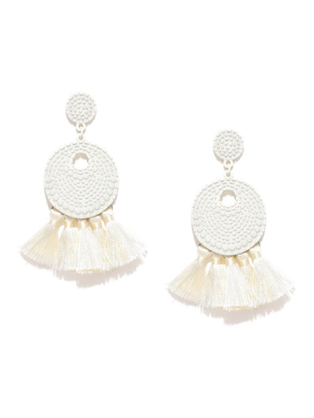 Arden White Tassel Earrings