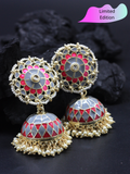 Limited Edition- Black & Grey Meenakari Jhumka - ChicMela