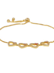 18k Gold Plated Heart Evil Eye Charm Bracelet - ChicMela