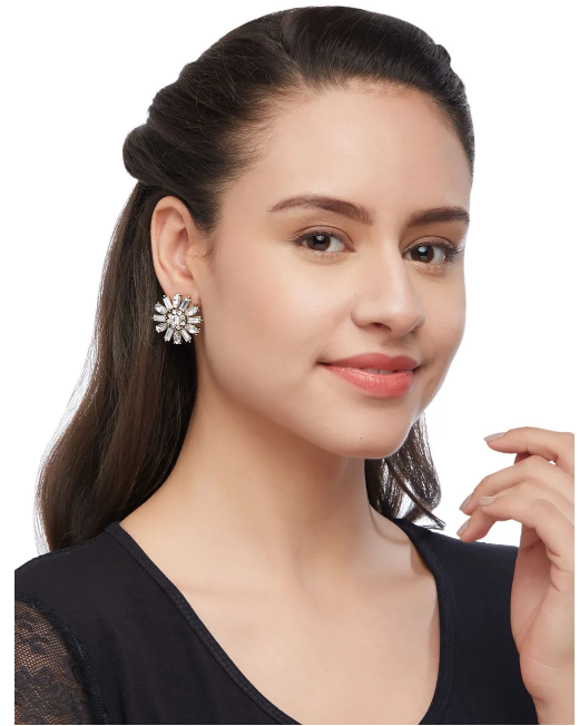Luxe Crystal Aster Statement Earrings - ChicMela