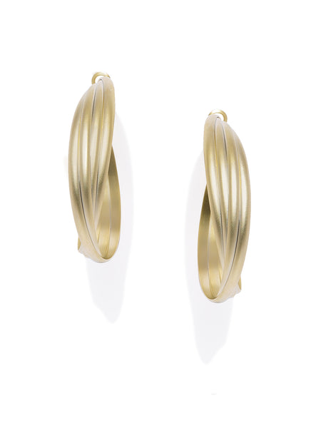 Textured Matte Gold Hoops - ChicMela