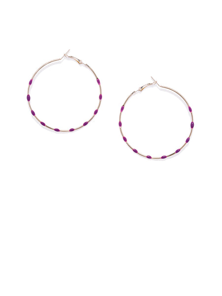 Purple Dotted Circular Hoops