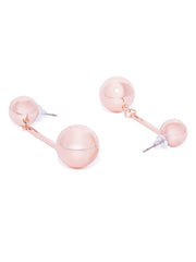 Rose Gold Linear Earrings with Metal Balls - ChicMela