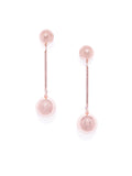 Rose Gold Linear Earrings with Metal Balls - ChicMela