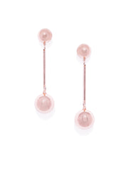 Rose Gold Linear Earrings with Metal Balls - ChicMela