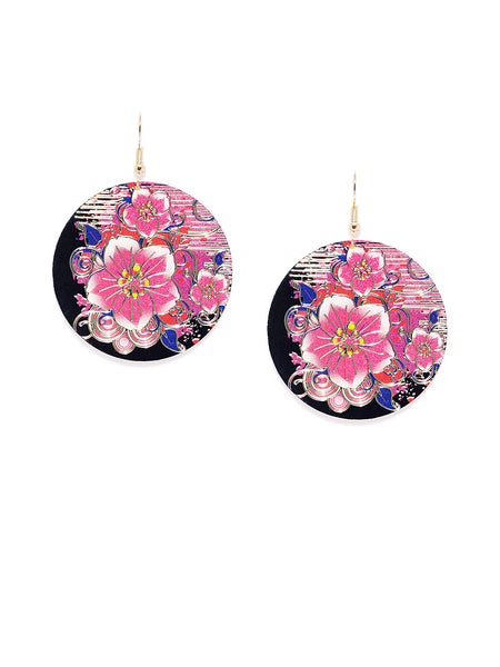 Multicoloured Floral Circular Earrings - ChicMela