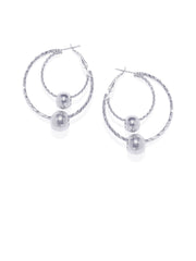 Luna Silver Circular Hoops - ChicMela