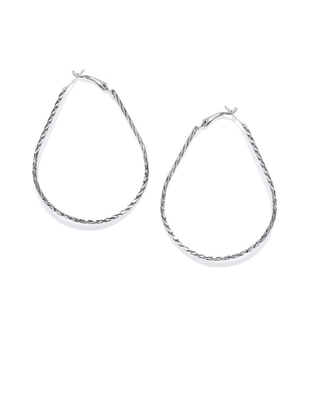 Teardrop Silver Hoops - ChicMela