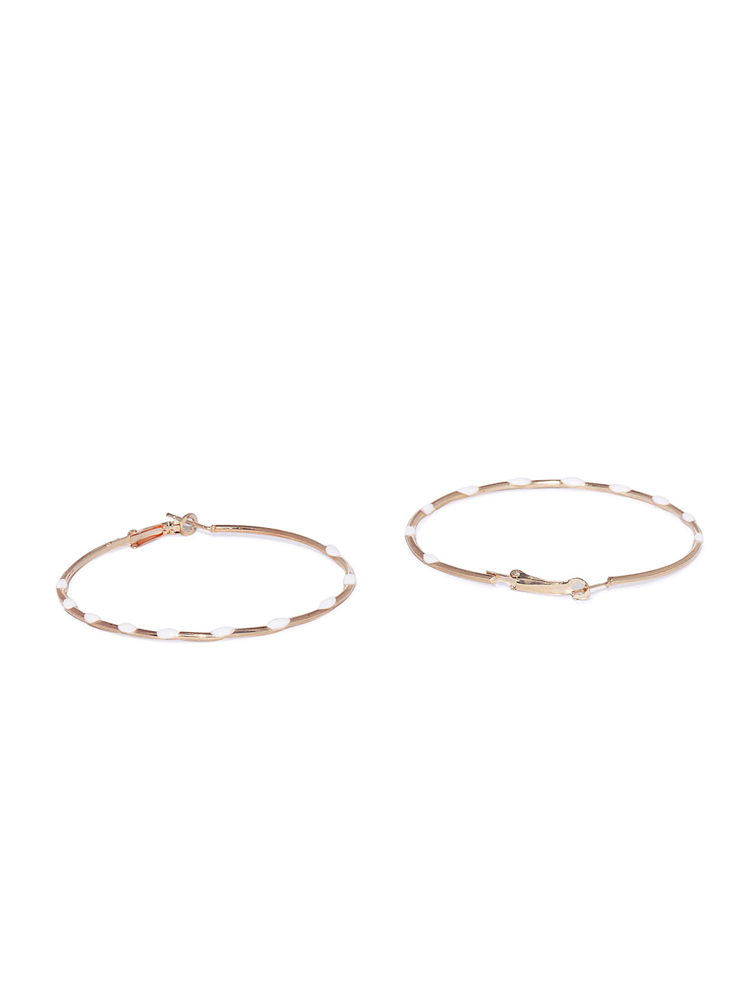 White Dotted Circular Hoops - ChicMela