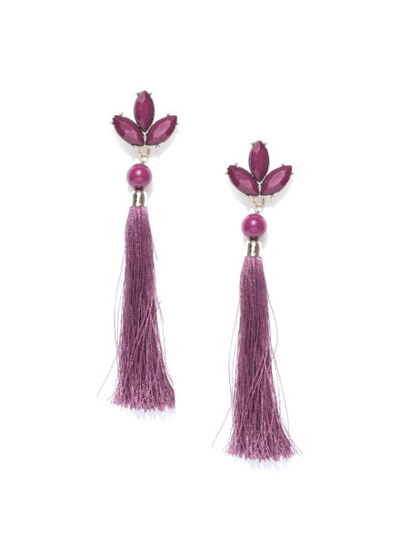 New York- Long Oxblood Tassel Earrings