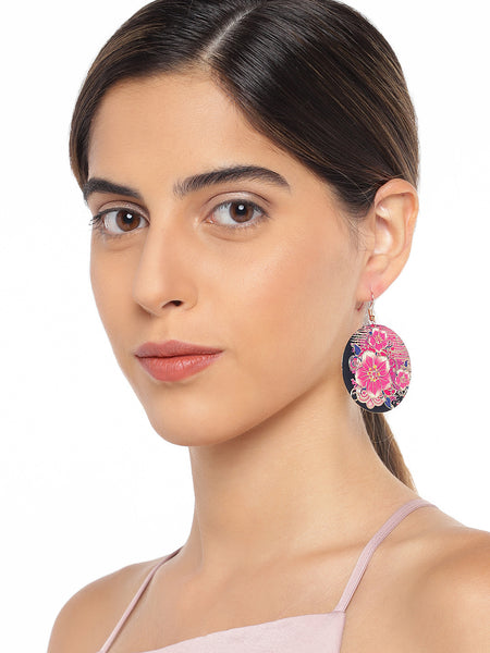 Multicoloured Floral Circular Earrings