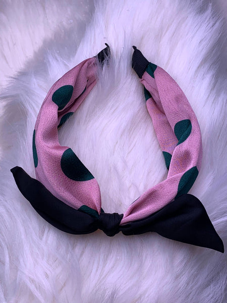 Vegan Handmade Polka Dot Hairband- Pink