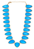 New York- Bold 18k Silver Plated Blue Statement Necklace - ChicMela
