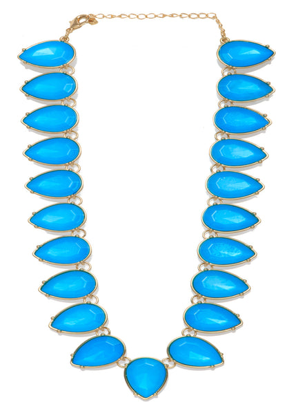 New York- Bold 18k Silver Plated Blue Statement Necklace