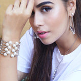 Coco 18k Silver Plated Pearl Cuff - ChicMela