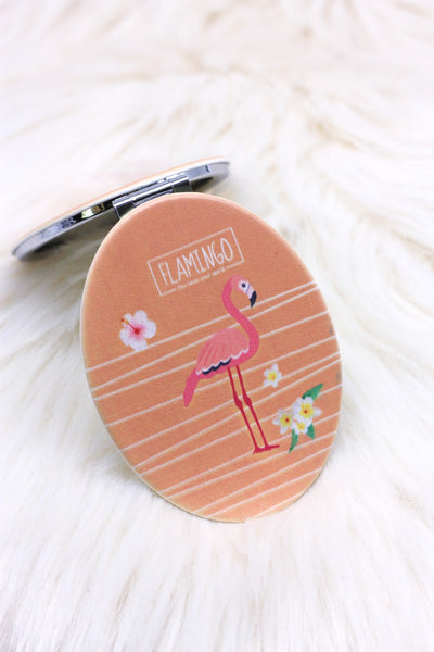 Flamingo Vegan Brown Compact Mirror