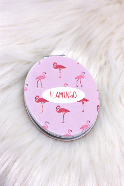 Pink Dancing Flamingos Compact Mirror