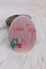 Coral Flamingo Compact Mirror - ChicMela