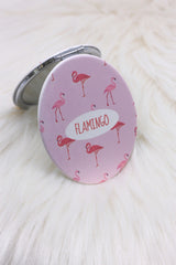 Pink Dancing Flamingos Compact Mirror - ChicMela